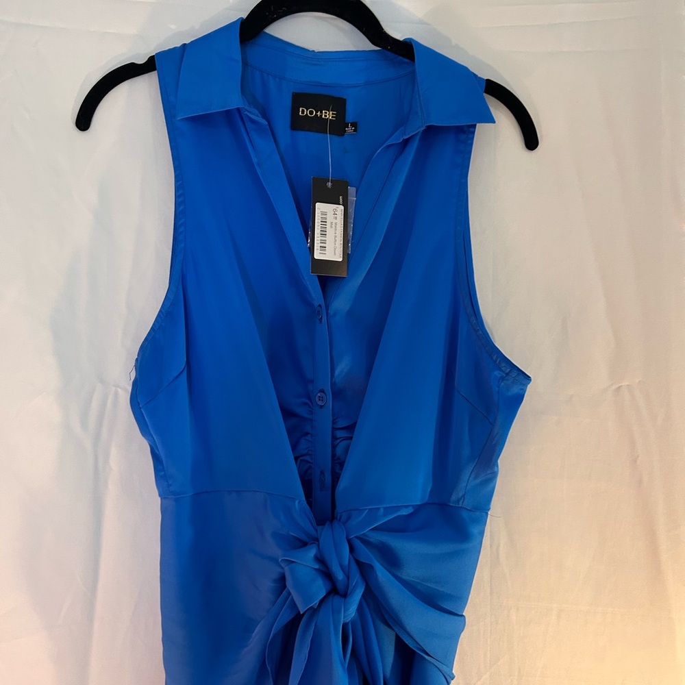SUMMER WEDDING GUESTCobalt Blue Sleeveless Asymmetrical Tie-Front Midi Dress
NWT